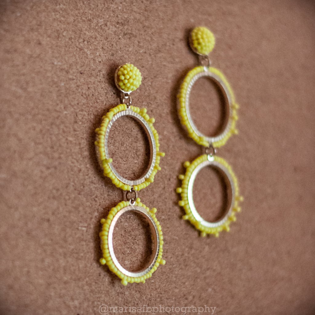Yellow Baublebar Double Hoop Drop Down Earrings